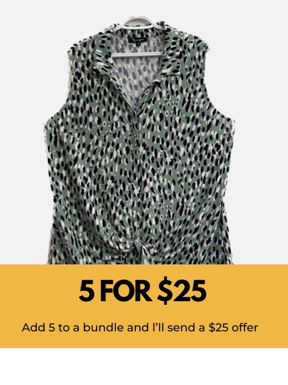 Lily Morgan sleeveless button up with front tie.